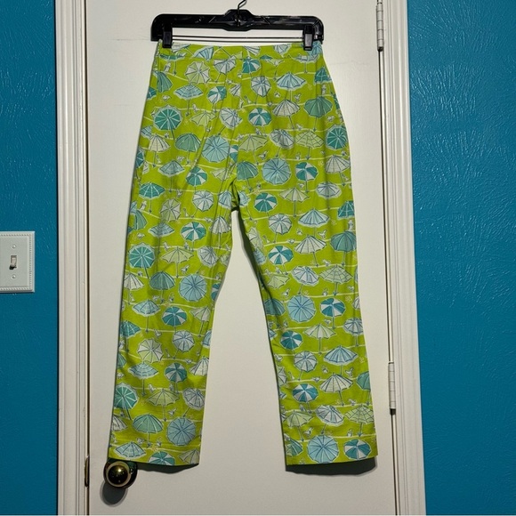 Lilly Pulitzer High Waist Cropped Pants whimsical ducks & umbrella prints size 8 - Picture 12 of 15
